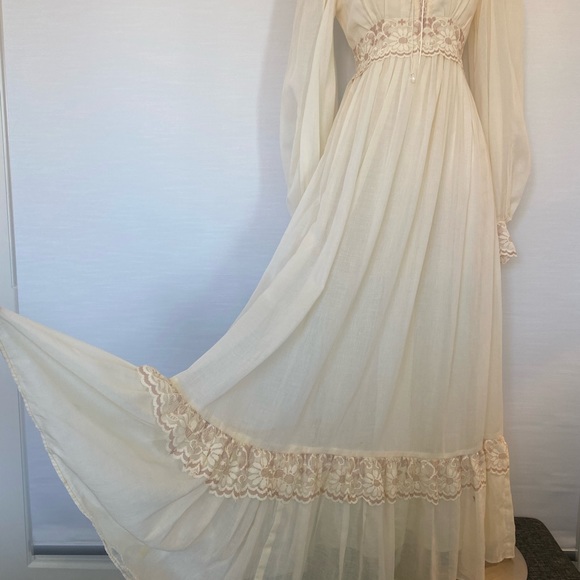 🌺SOLD🌺 Gunne Sax 70s 80s Prairie Corset Wedding Boho Maxi Gown Dress 11 - Picture 7 of 13